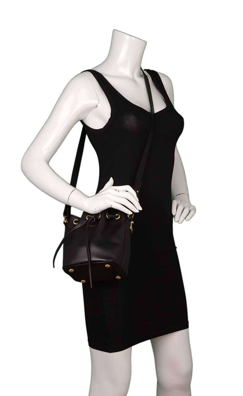 Saint Laurent Black Leather 'Emmanuelle' Bucket Bag GHW rt. $1, 350 6