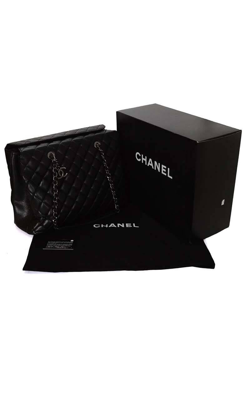 Chanel '15 Black Quilted Caviar Shopper Tote SHW 5