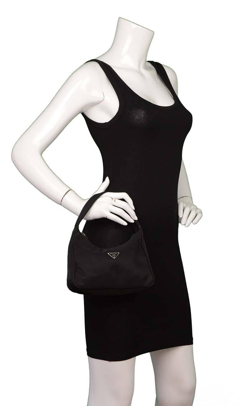 Prada Small Black Nylon Shoulder Bag SHW 2