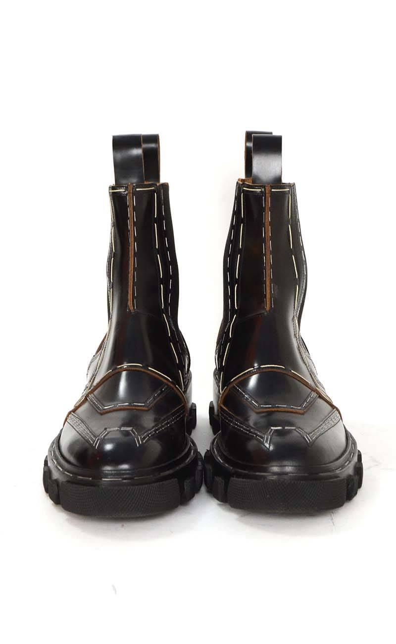 Balenciaga NEW 2015 Black Stapled Leather Chelsea Boots sz 38 For Sale at  1stDibs