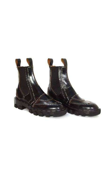 Diacrítico Señor perturbación Balenciaga NEW 2015 Black Stapled Leather Chelsea Boots sz 38 For Sale at  1stDibs
