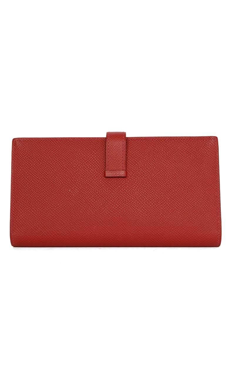 Hermes NEW '13 Red Rouge Casque Epsom H Bearn Wallet GHW rt. $2, 650 In Excellent Condition In New York, NY