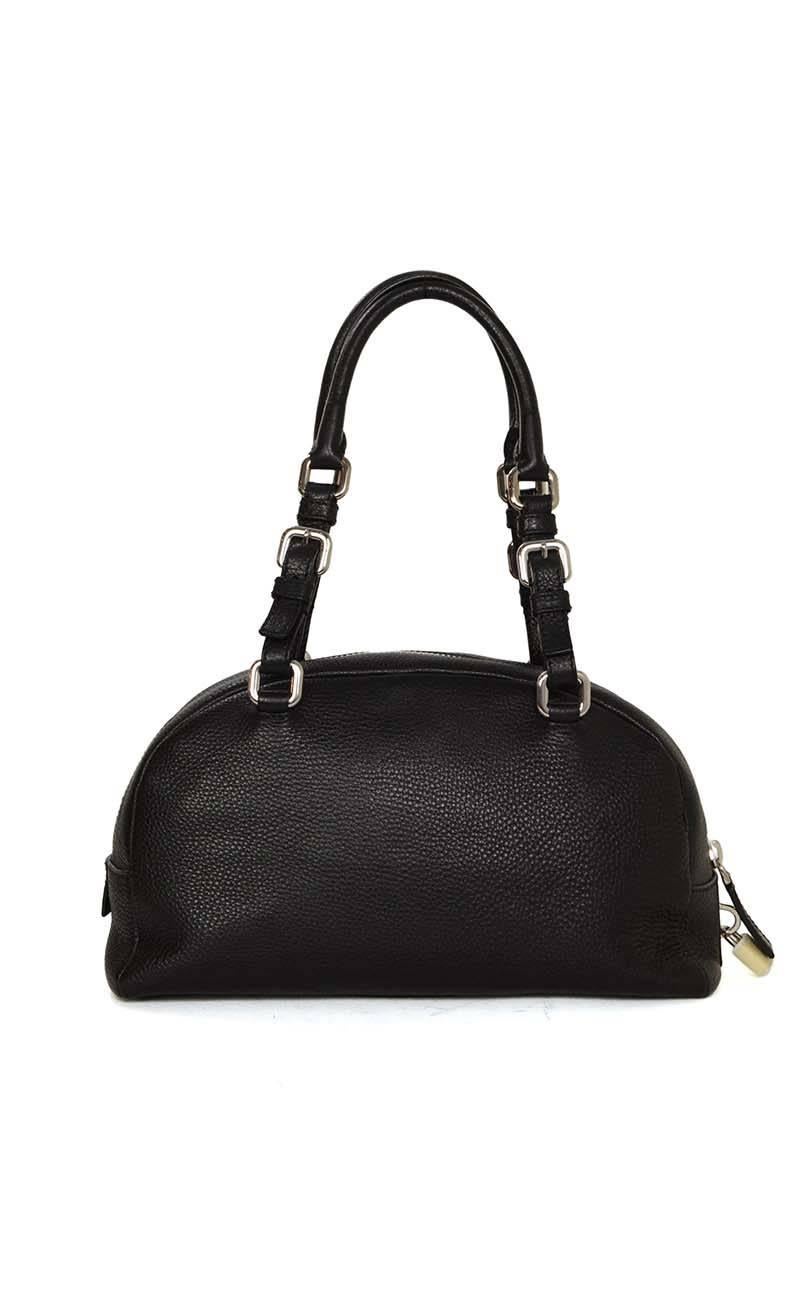 Prada Black Leather Bowler Bag SHW In Excellent Condition In New York, NY