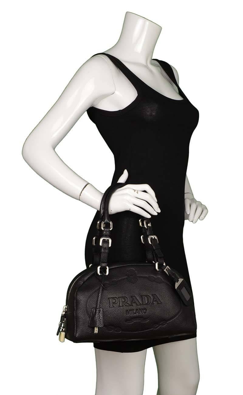 Prada Black Leather Bowler Bag SHW 6