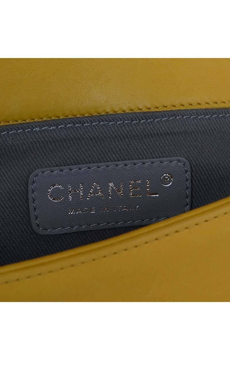 Chanel Yellow Velvet Quilted Small Boy Bag SHW 2