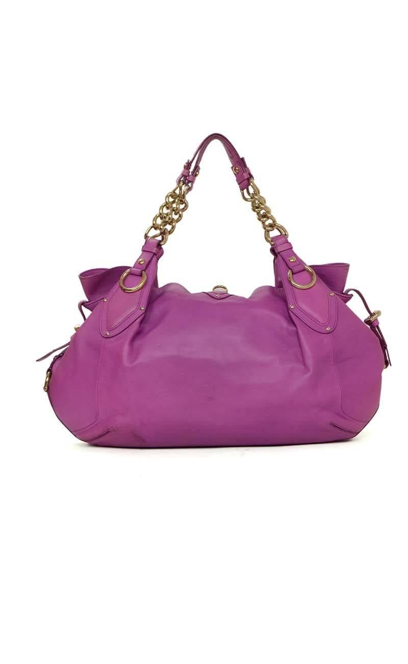 Brown Versace Purple Leather Shoulder Bag GHW