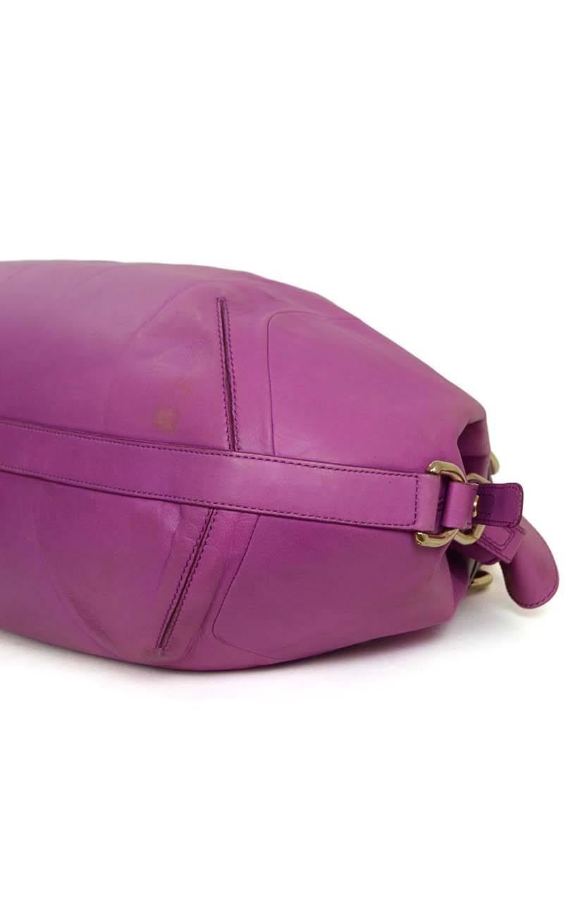 Versace Purple Leather Shoulder Bag GHW In Excellent Condition In New York, NY