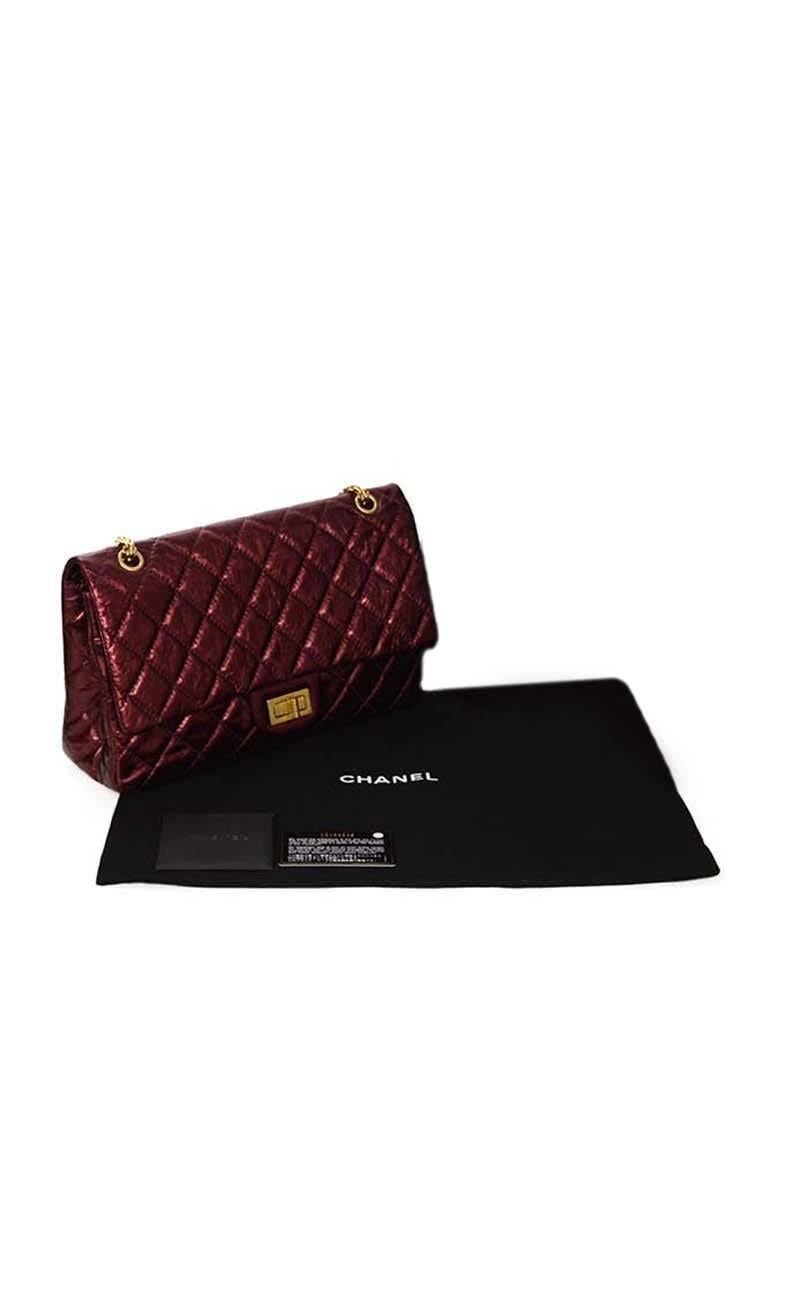 Chanel Metallic Burgundy Calfskin 227 Re-Issue 2.55 Double Flap Bag GHW 3