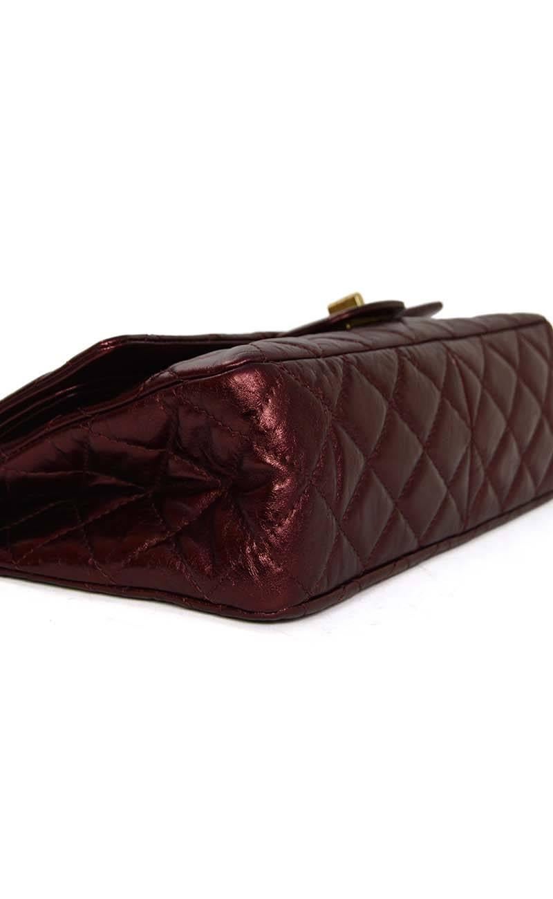 Brown Chanel Metallic Burgundy Calfskin 227 Re-Issue 2.55 Double Flap Bag GHW