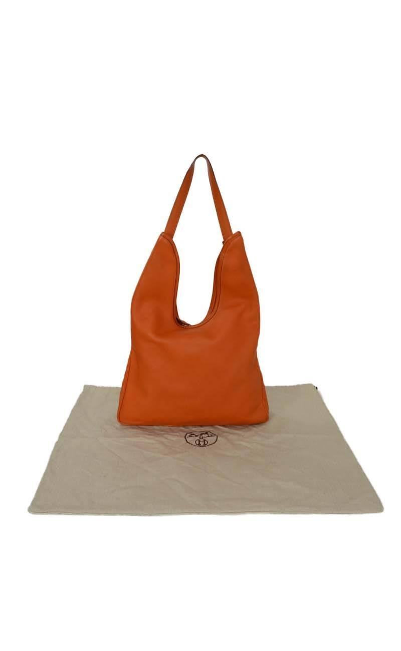 Hermes Orange Leather 'Massai' Bag PHW 5