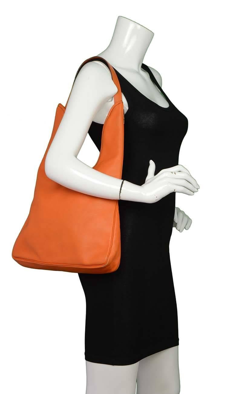 Hermes Orange Leather 'Massai' Bag PHW 6