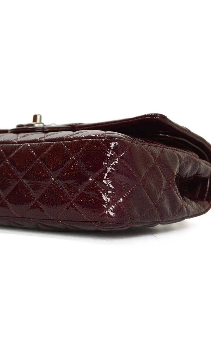 Women's Chanel Burgundy Distressed Patent Medium Classic Double Flap Bag RHW