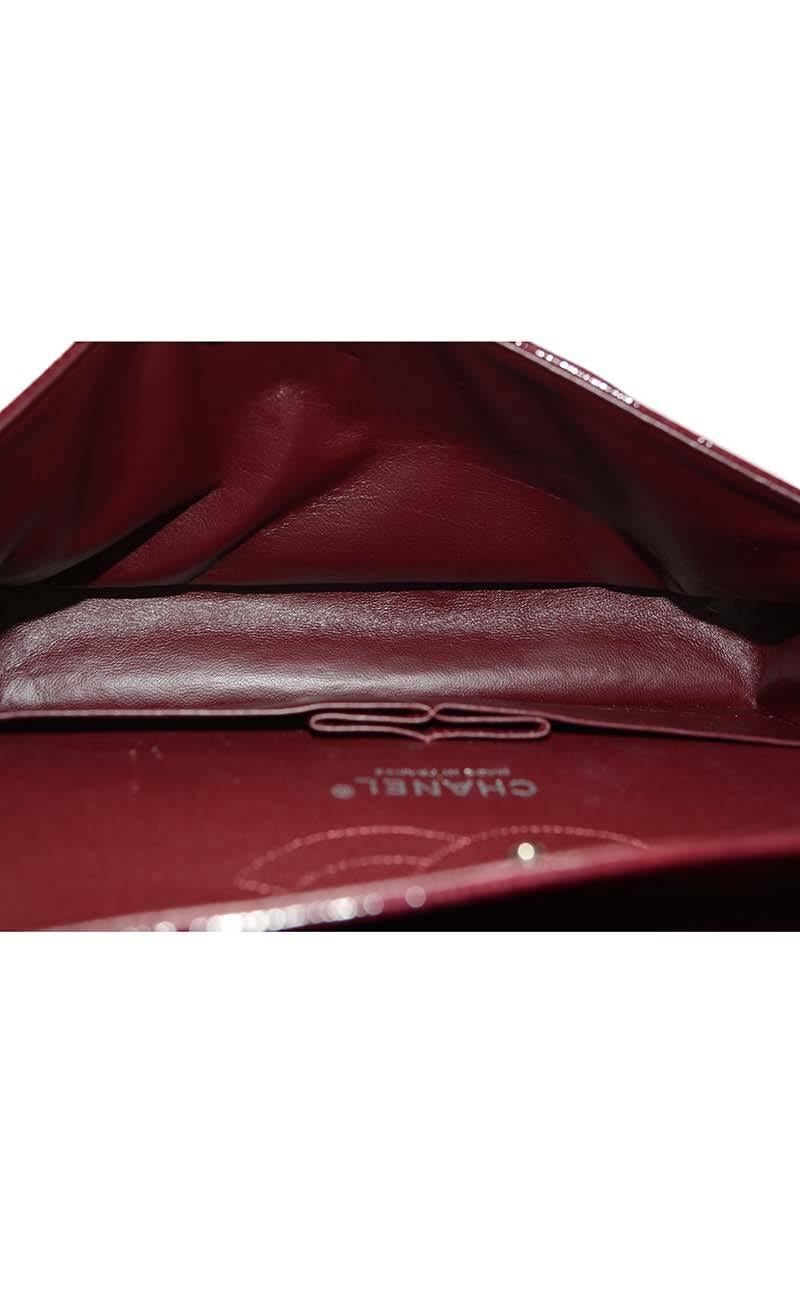 Chanel Burgundy Distressed Patent Medium Classic Double Flap Bag RHW 1
