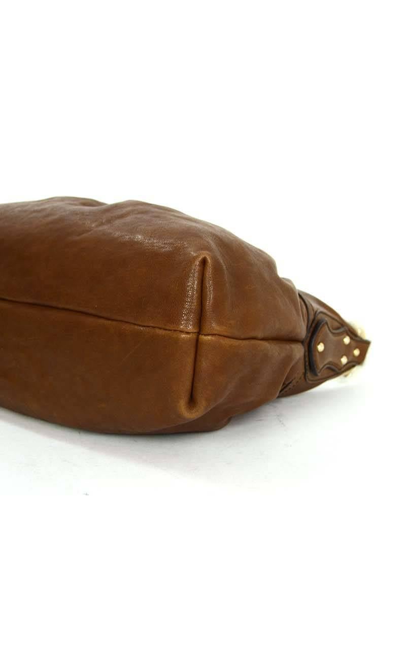 Fendi Brown Ruched Leather Shoulder Bag GHW 1
