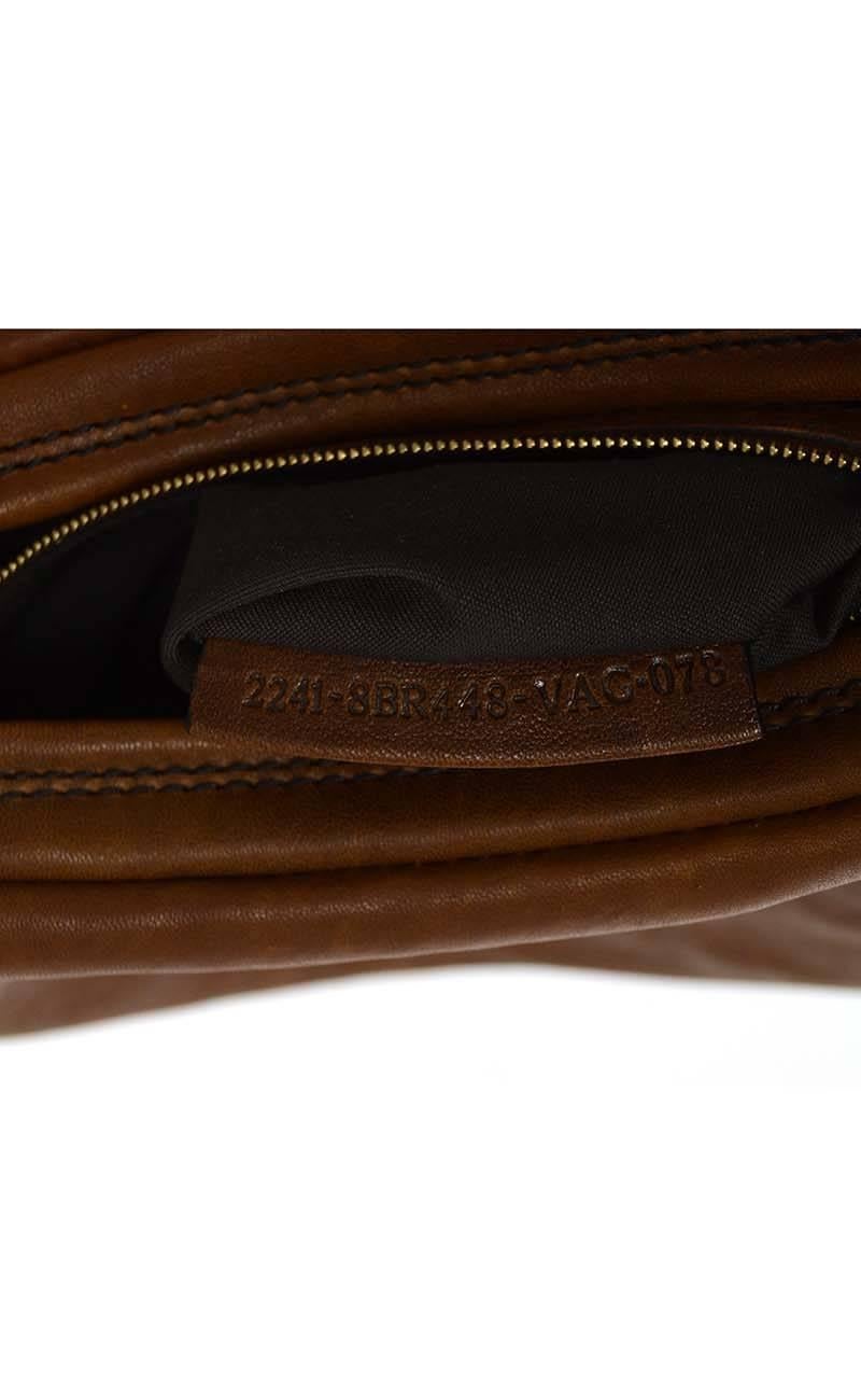 Fendi Brown Ruched Leather Shoulder Bag GHW 4
