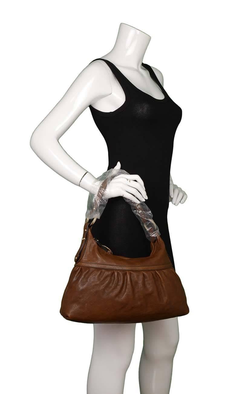Fendi Brown Ruched Leather Shoulder Bag GHW 6