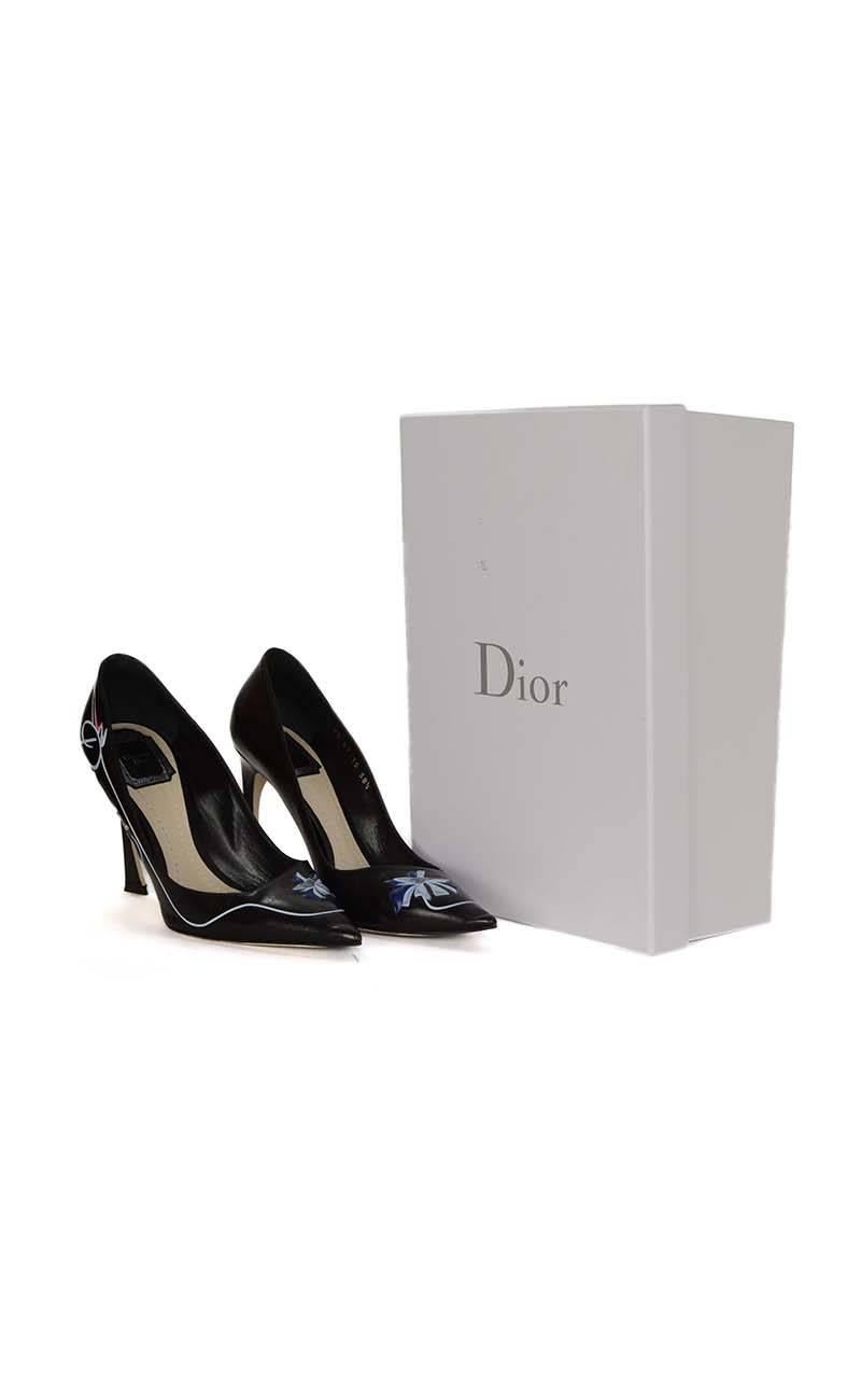 Christian Dior Black Leather Paradise Songe Pumps sz 38.5 1