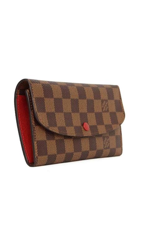 Louis Vuitton '15 Damier Emilie Wallet GHW For Sale at 1stDibs | louis  vuitton purse red button, louis vuitton wallet red button, lv emilie wallet  date code
