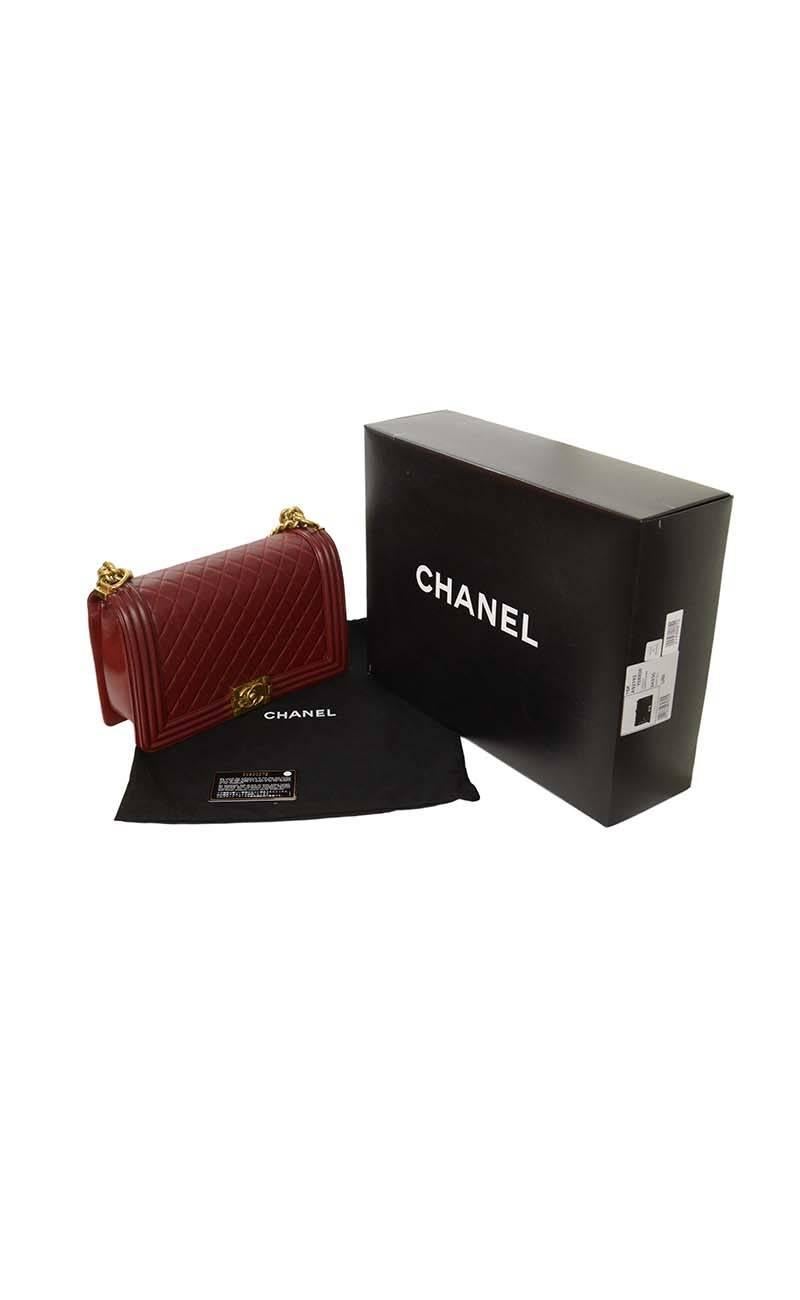 Chanel '15 Burgundy Leather New Medium Boy Bag GHW 5