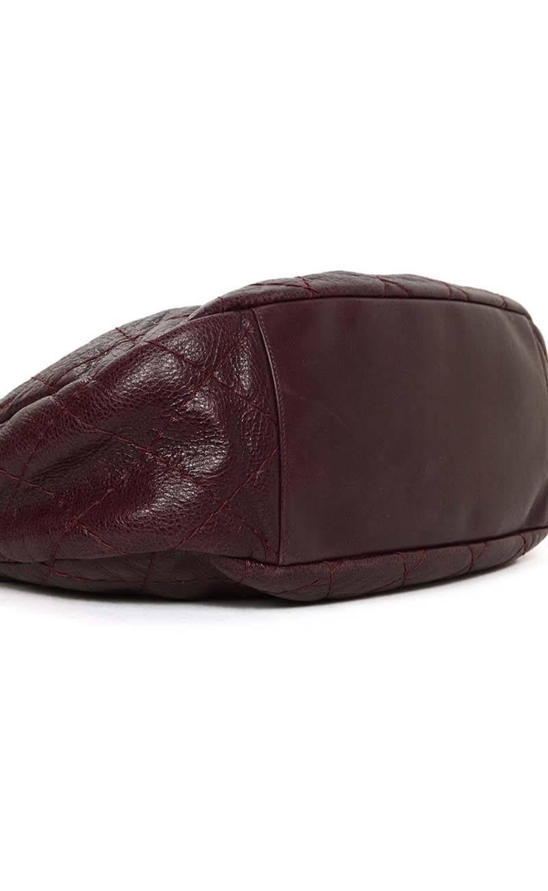 Chanel Plum Distressed Leather 'On the Road' Hobo Bag SHW In Excellent Condition In New York, NY