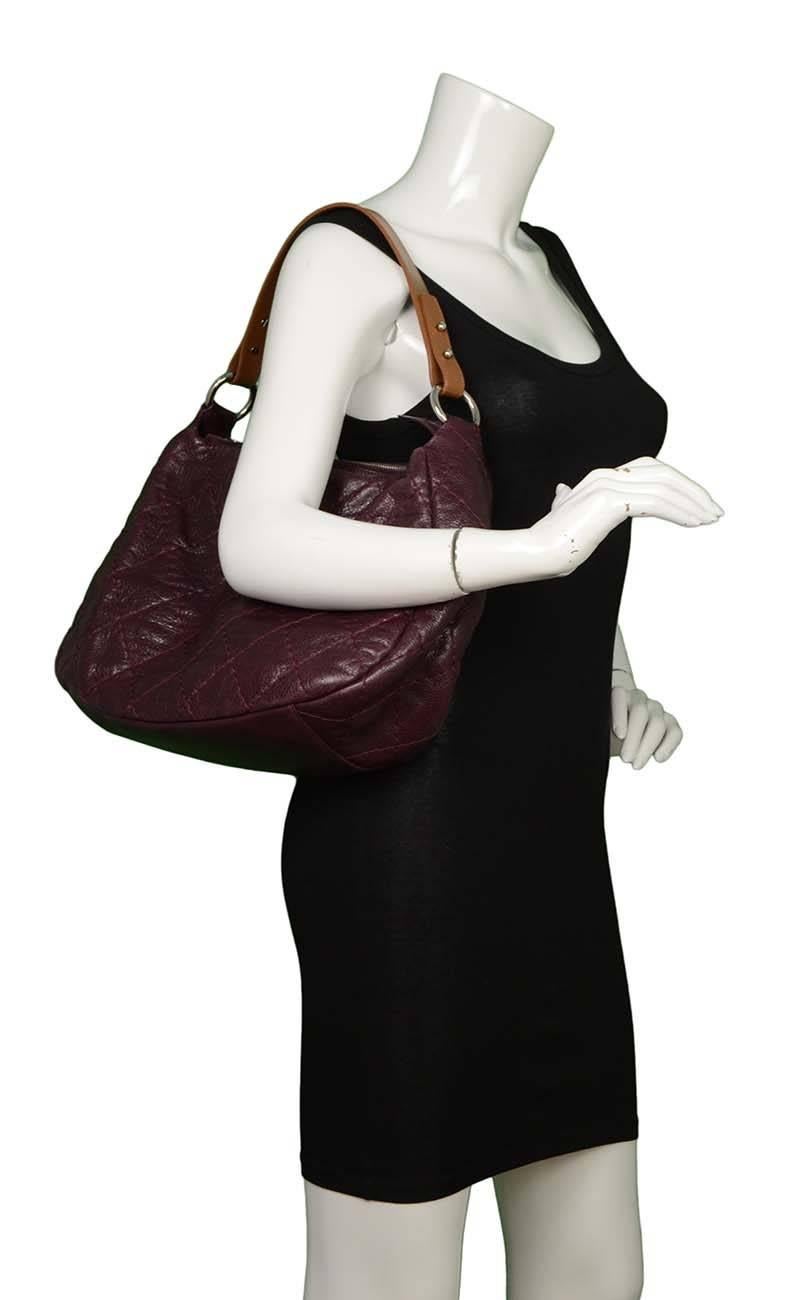 Chanel Plum Distressed Leather 'On the Road' Hobo Bag SHW 5