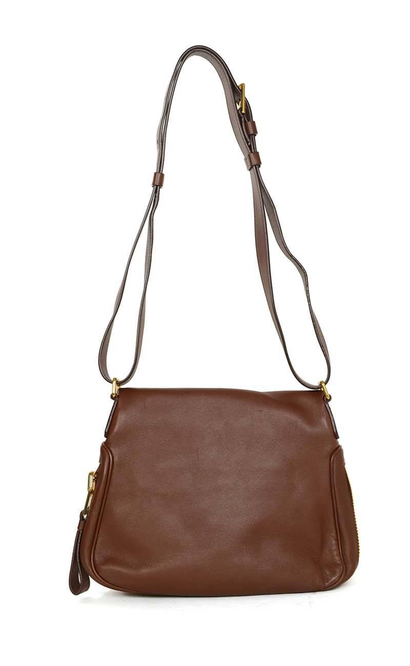 Tom Ford Brown Leather 'Jennifer Aniston' Crossbody Bag GHW at 1stdibs