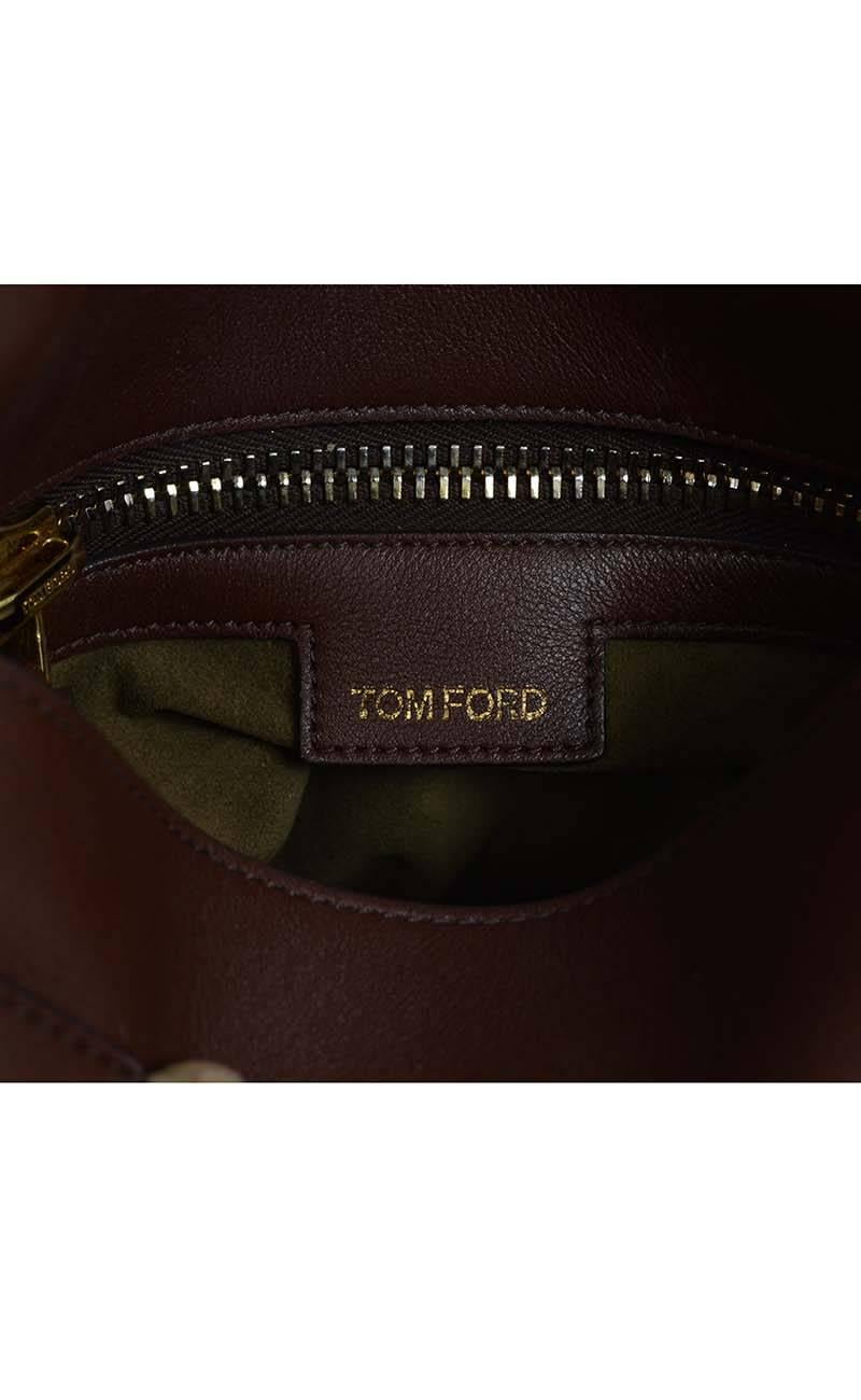 Women's Tom Ford Brown Leather 'Jennifer Aniston' Crossbody Bag GHW
