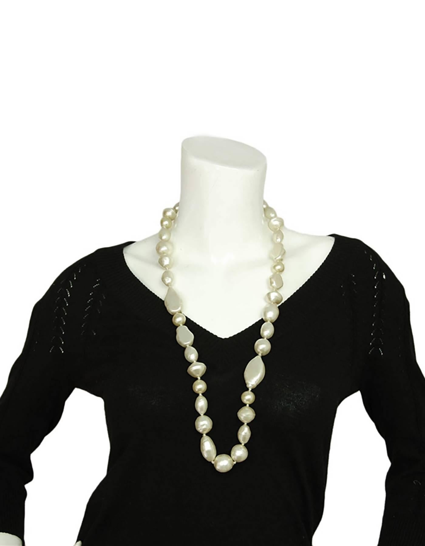 Chanel 1983 Vintage Long Multishape Faux Pearl Necklace Gripoix Closure  1