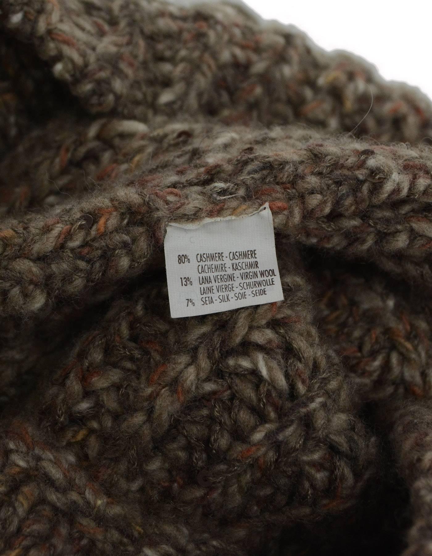 Brunello Cucinelli Brown Knit Cashmere Snood In Excellent Condition In New York, NY