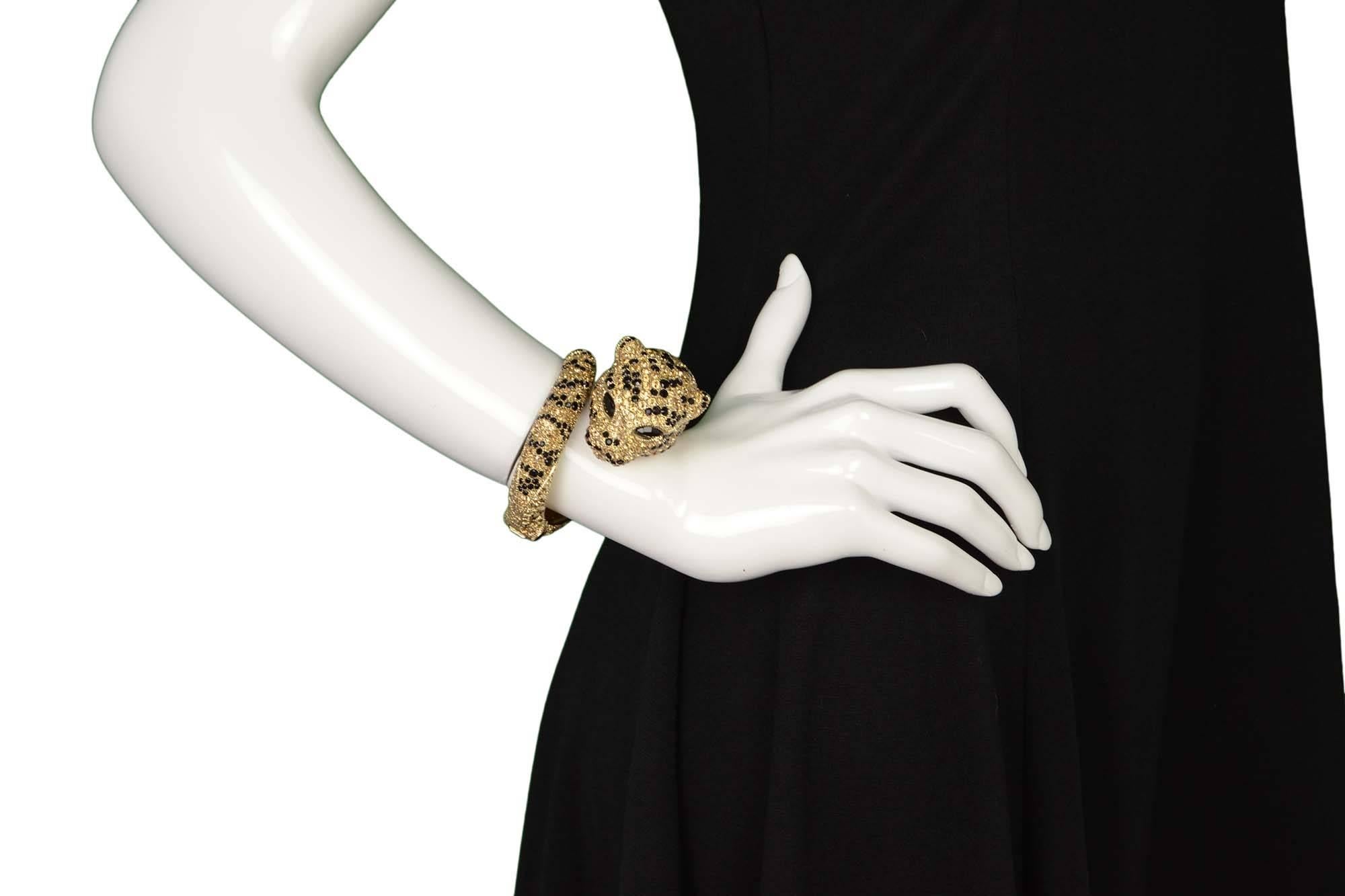 Women's Roberto Cavalli Gold & Swarovski Crystal Panther Bracelet rt. $1, 540