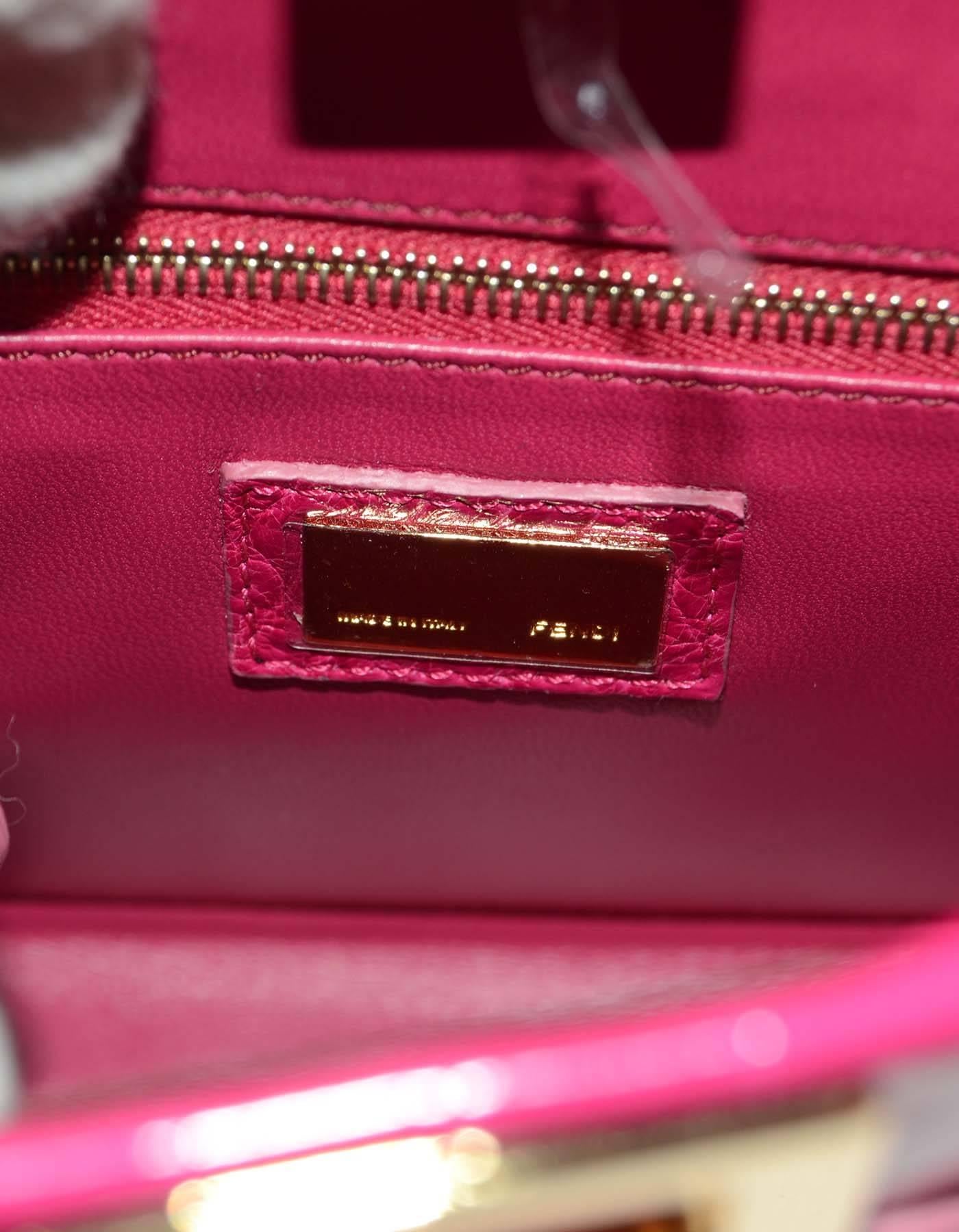 Fendi Hot Pink Glazed Crocodile Mini Peekaboo Crossbody Bag GHW In Excellent Condition In New York, NY