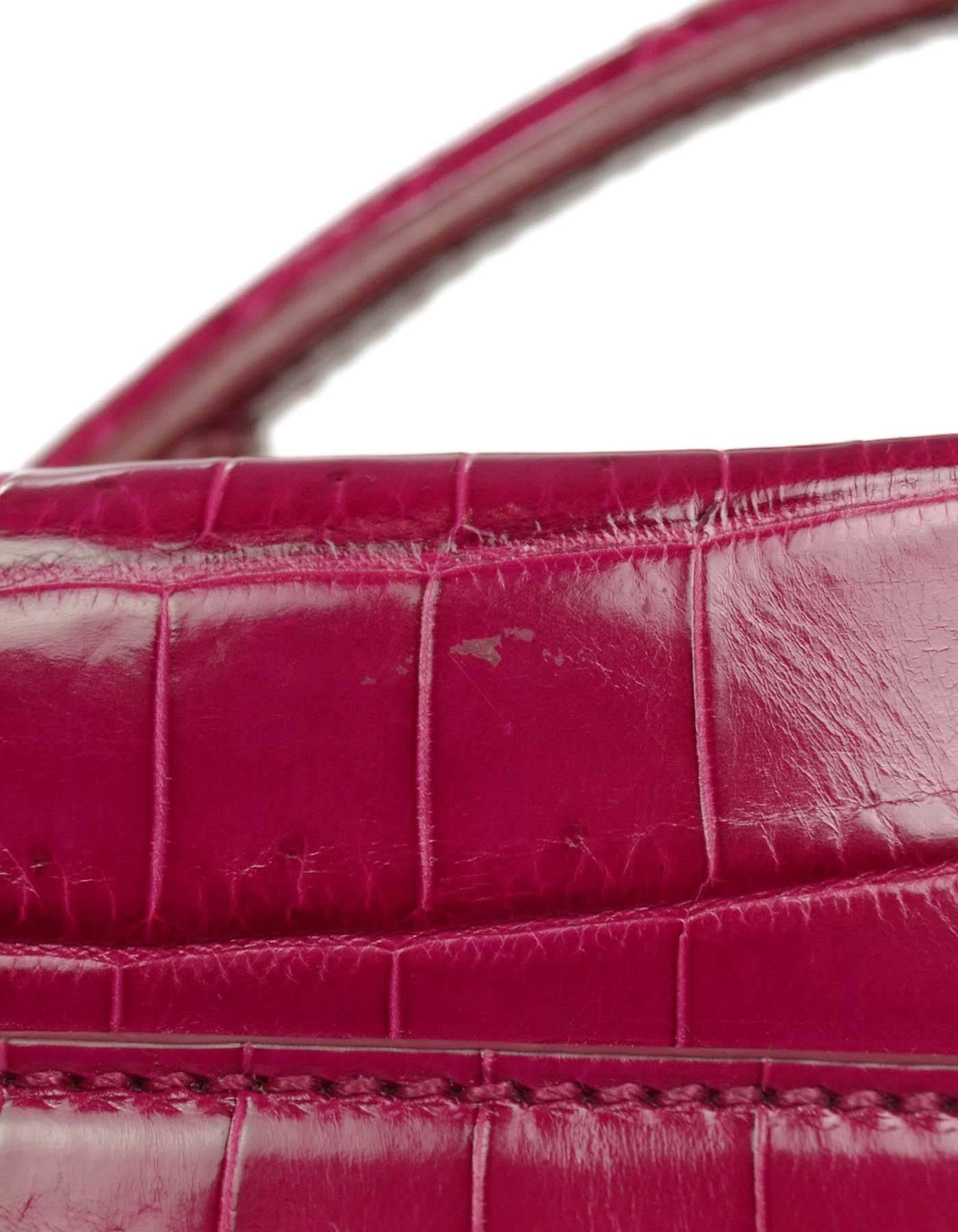 Women's Fendi Hot Pink Glazed Crocodile Mini Peekaboo Crossbody Bag GHW