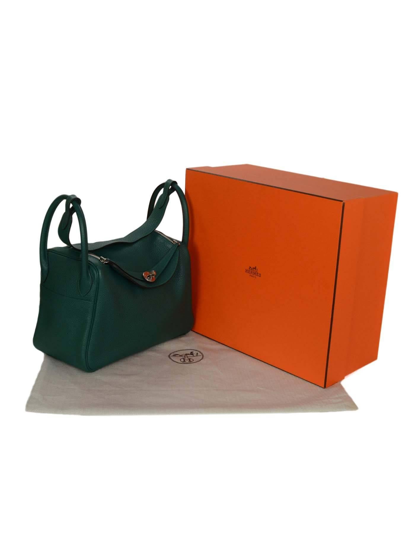 Hermes 2014 Malachite Green Clemence 30cm Lindy Bag PHW 4