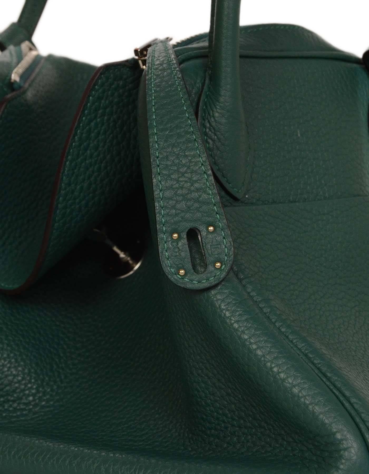 Hermes 2014 Malachite Green Clemence 30cm Lindy Bag PHW 3