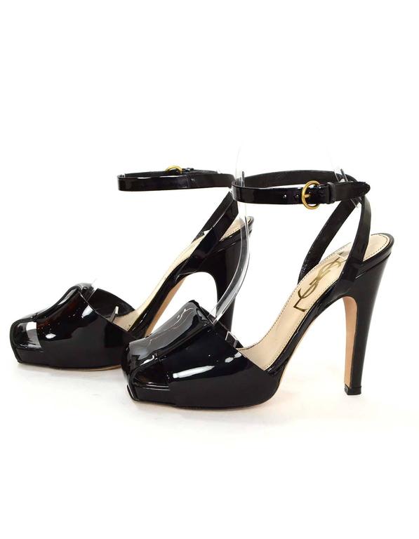 Yves Saint Laurent Black Patent Sandals sz 35 For Sale at 1stDibs