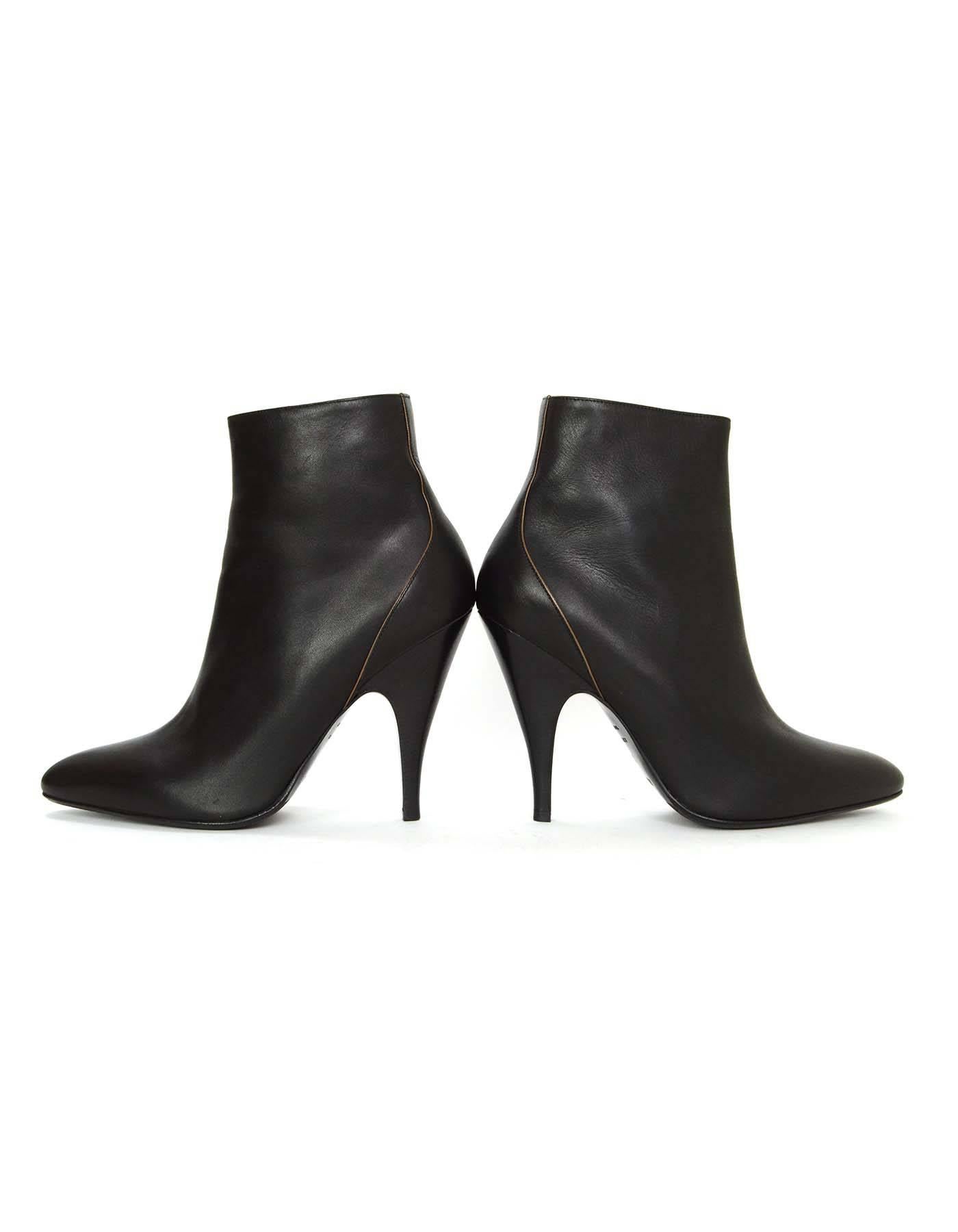 Hermes Black Leather Ankle Booties sz 37 2