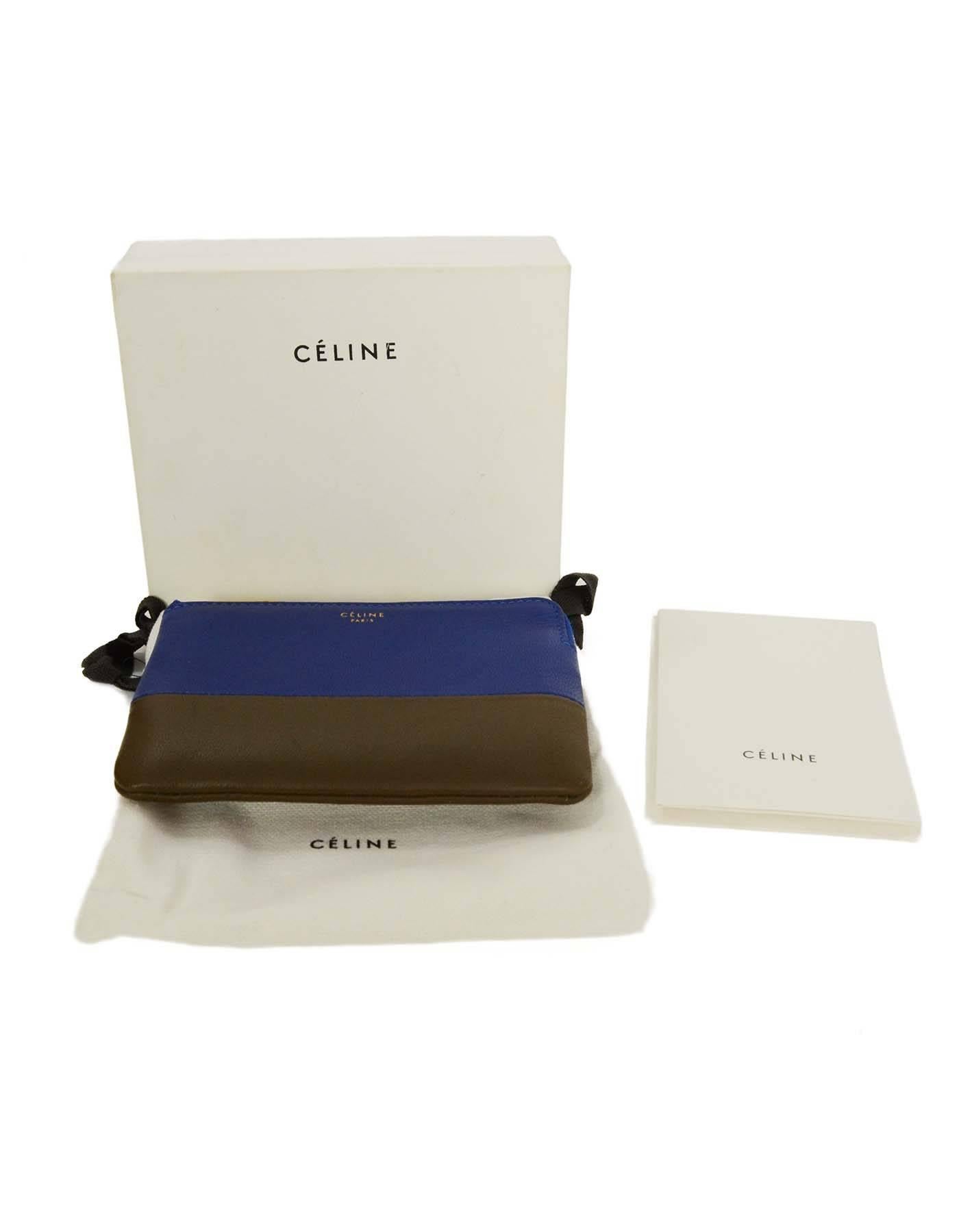 Women's or Men's Celine Blue & Taupe Leather Coin Purse GHW