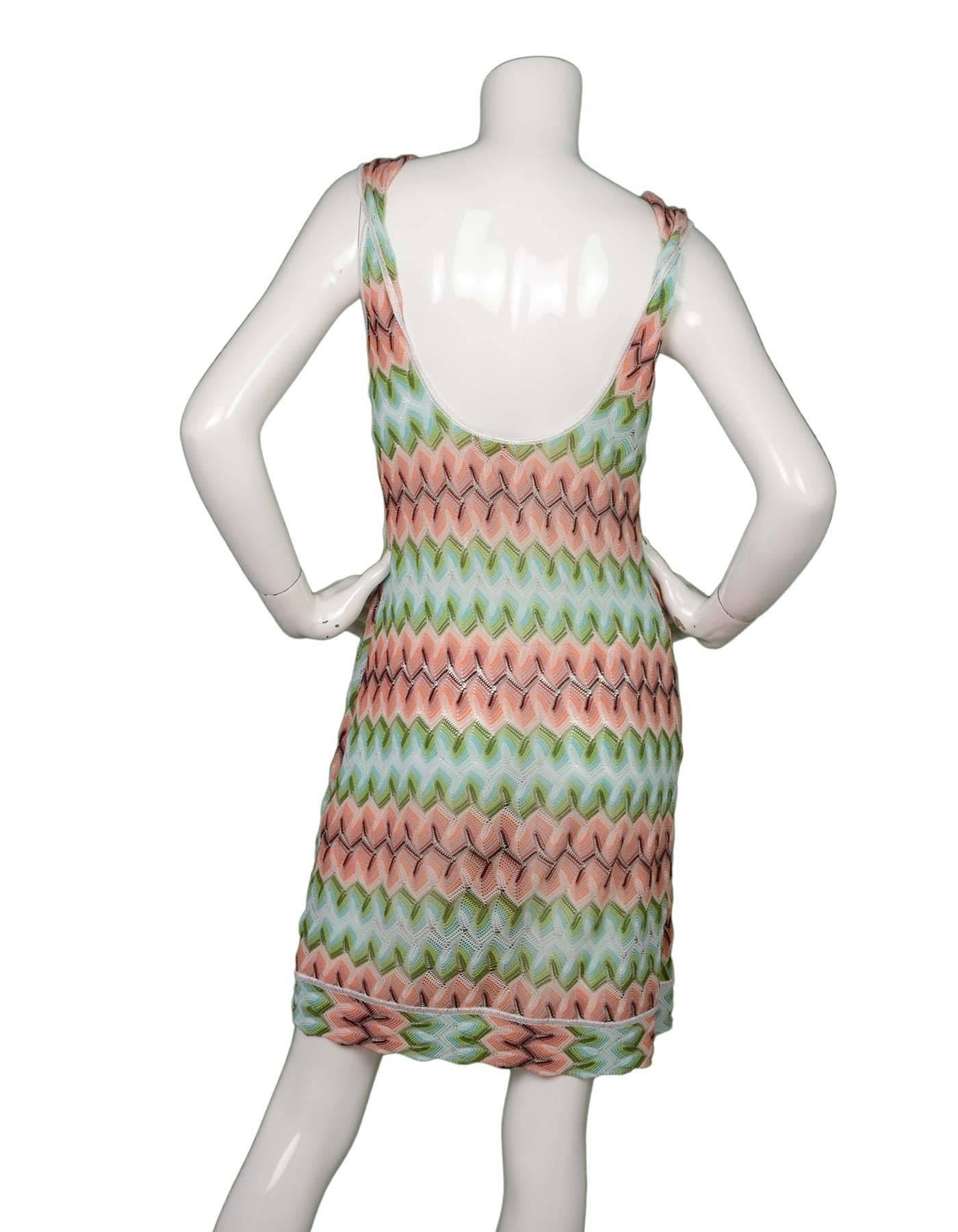 Brown Missoni Peach & Teal Knit Sleeveless Dress sz 44