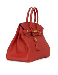 Hermes '14 New in Box Rouge Pivone Togo Leather 35cm Birkin Bag w/ Receipt