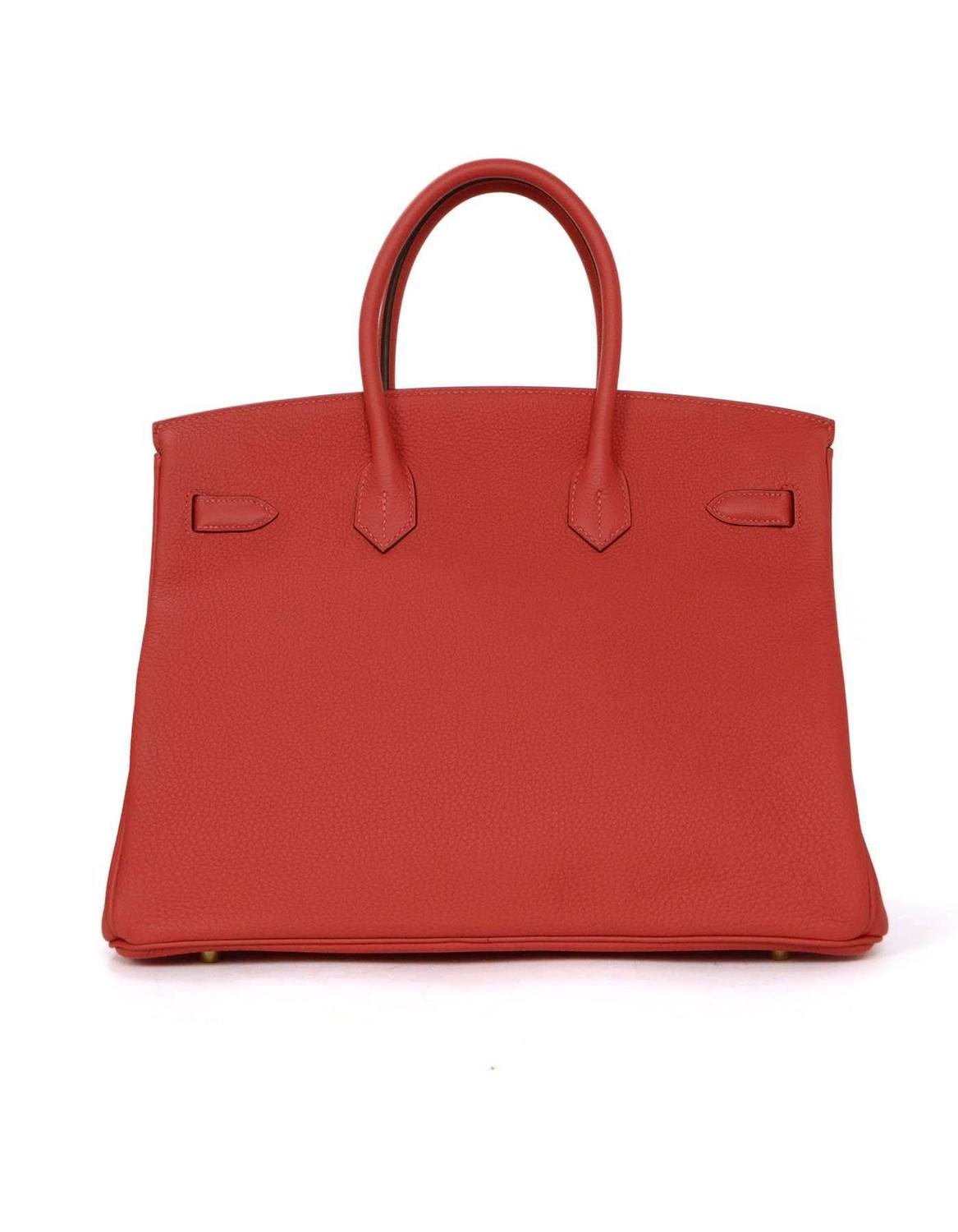 Hermes '14 New in Box Rouge Pivone Togo Leather 35cm Birkin Bag w ...