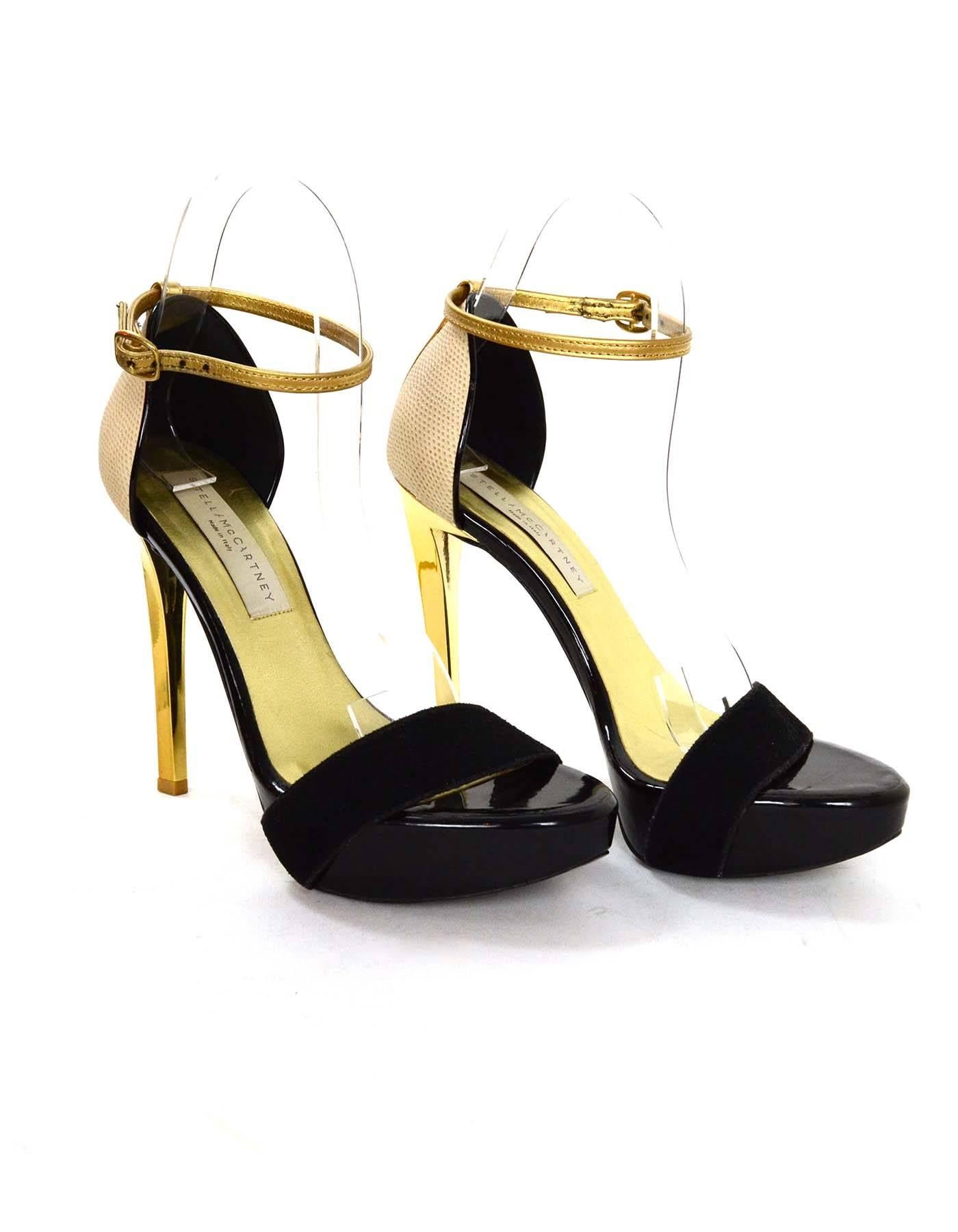 Women's Stella McCartney Black & Gold Platform Sandals sz 36
