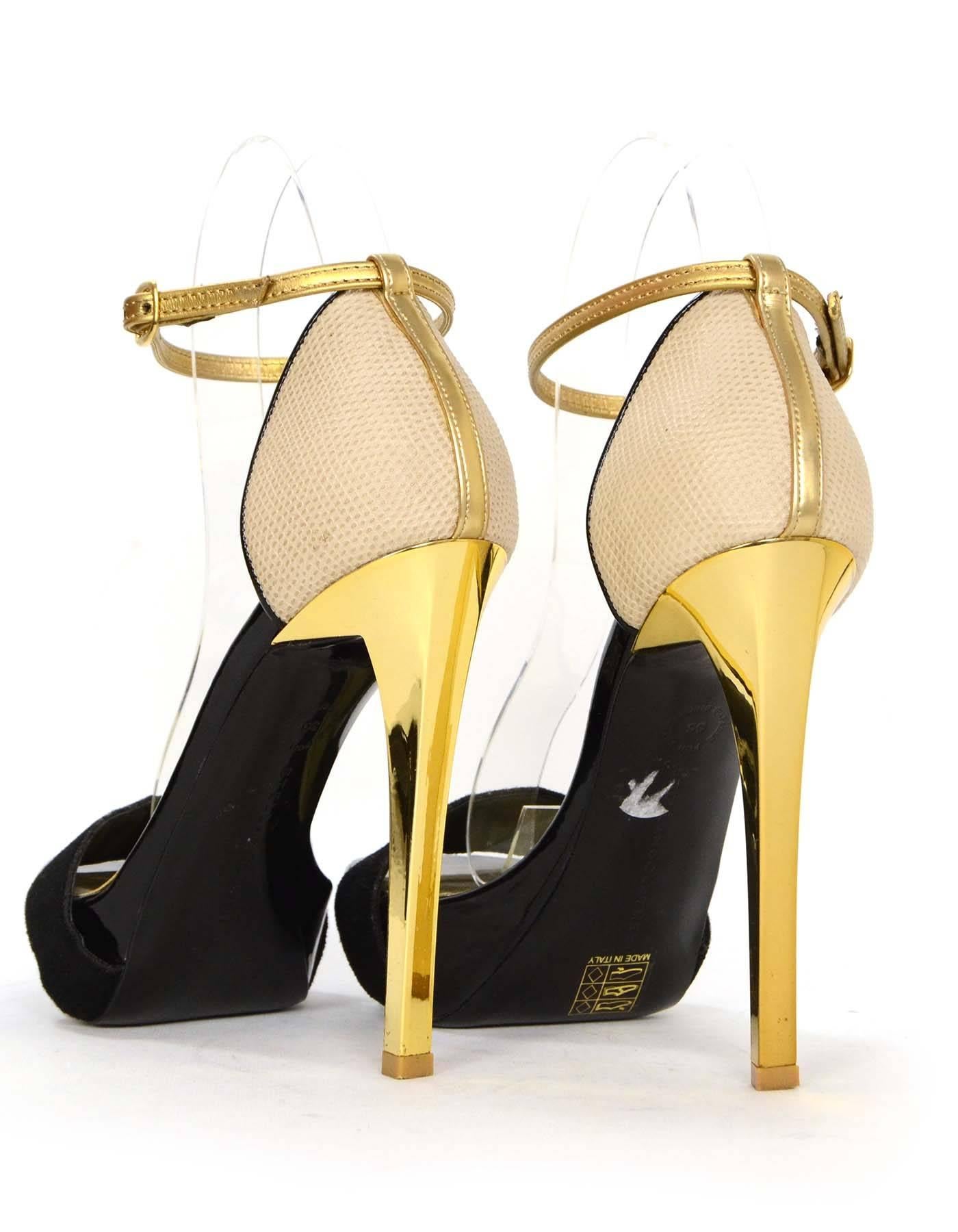Stella McCartney Black & Gold Platform Sandals sz 36 1