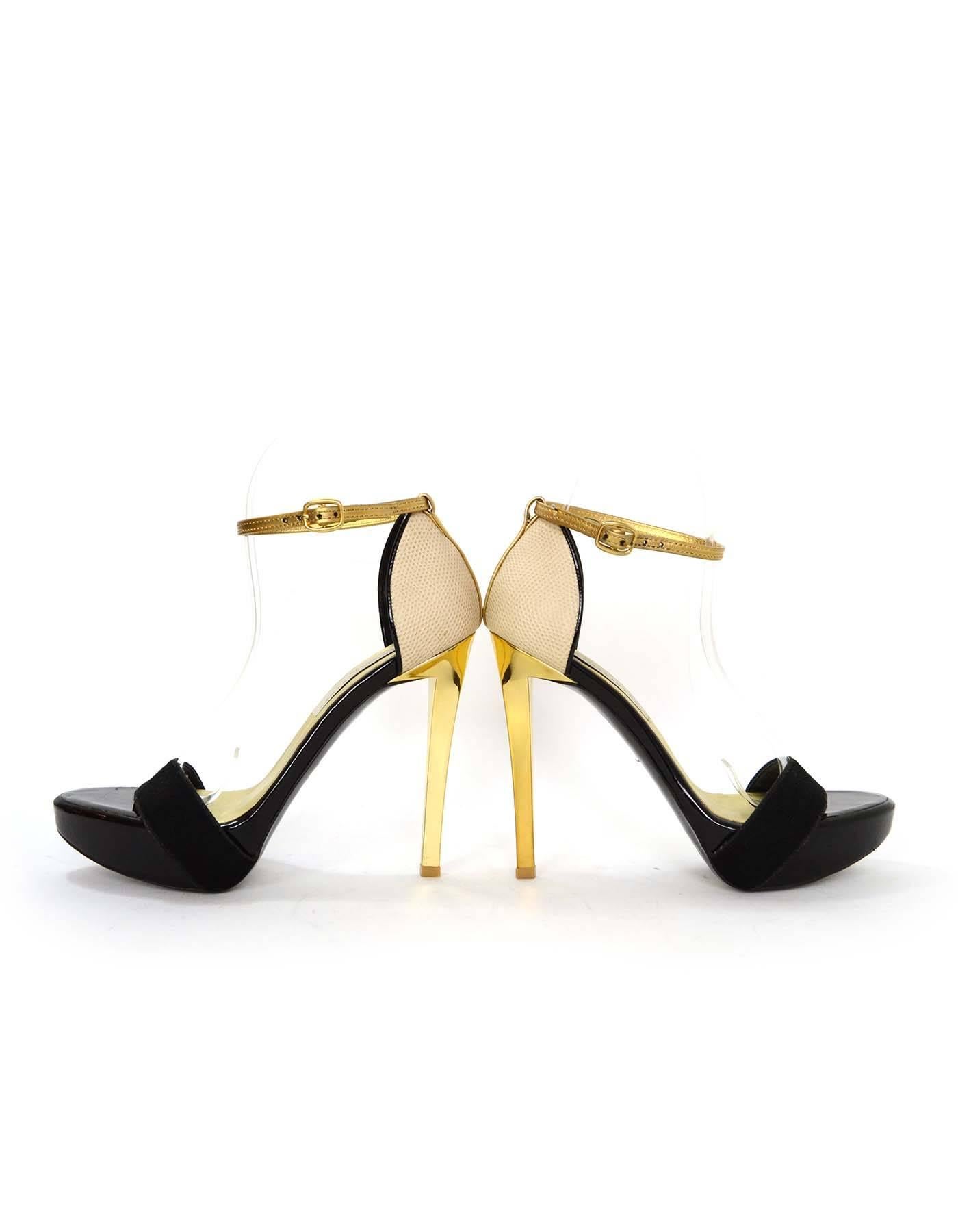 Stella McCartney Black & Gold Platform Sandals sz 36 2