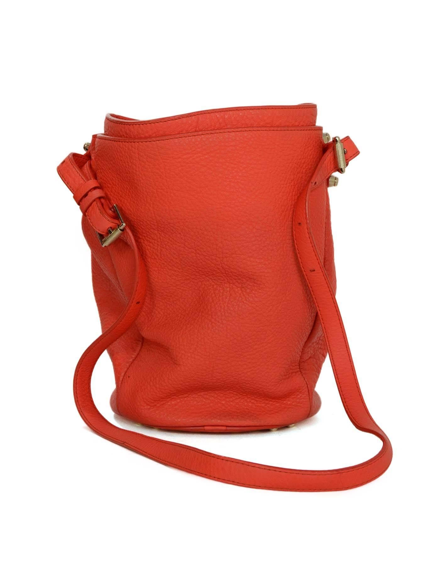 Alexander Wang Red Pebbled Leather Diego Bucket Bag SHW In Excellent Condition In New York, NY