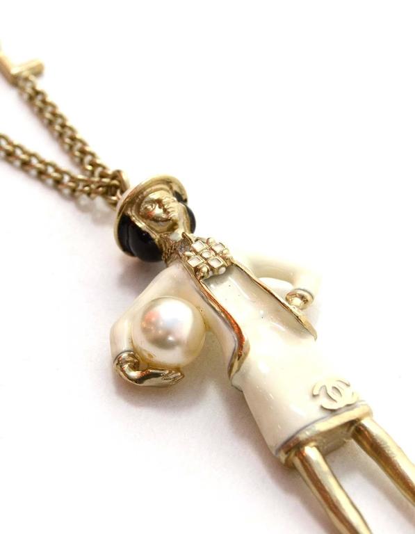 Chanel Gold Chain Link Coco Pendant Necklace For Sale at 1stdibs