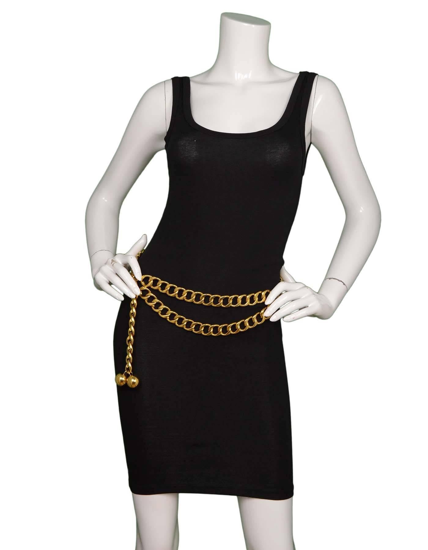 Chanel Vintage '60s Double Tier Gold Chain Link Belt In Excellent Condition In New York, NY