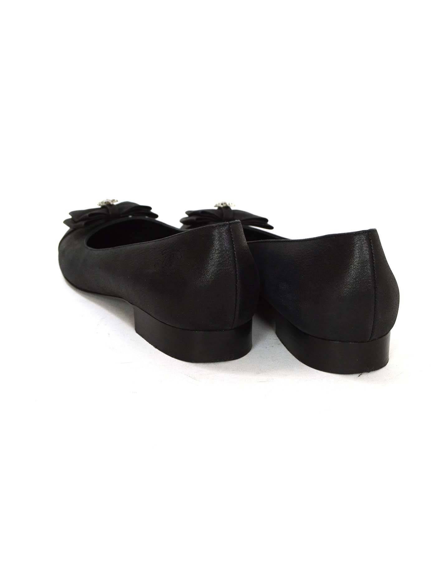 Chanel Black Iridescent Calfskin Flats sz 38 1