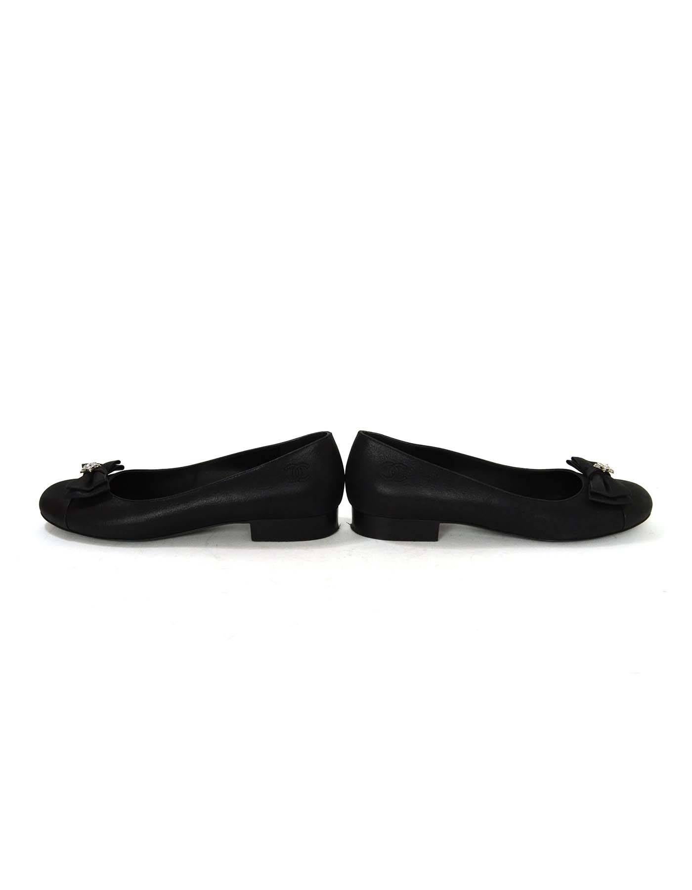 Chanel Black Iridescent Calfskin Flats sz 38 2