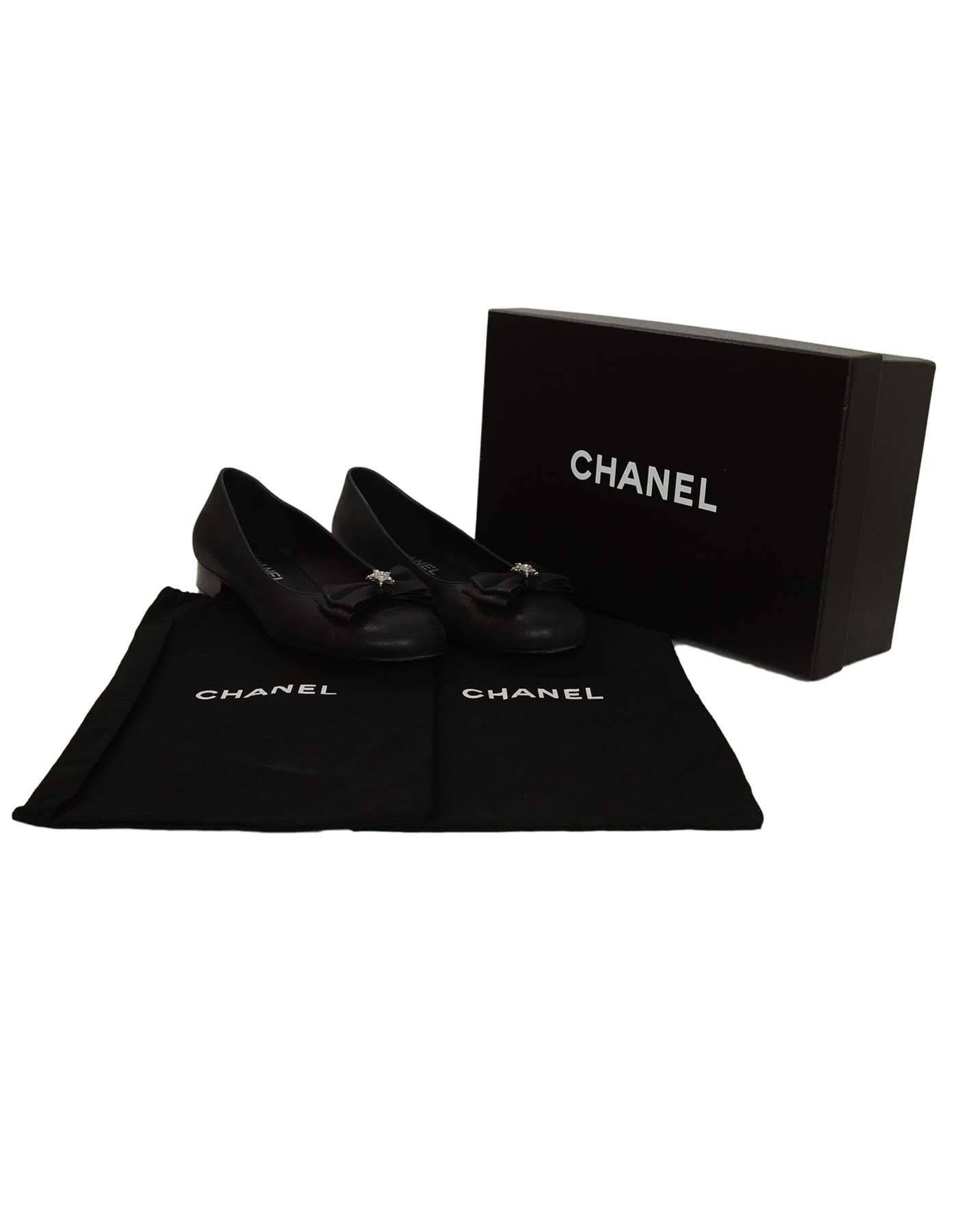 Chanel Black Iridescent Calfskin Flats sz 38 4