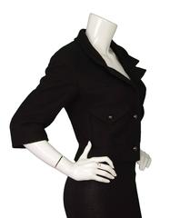 Chanel Black Cotton Cropped Jacket sz 40